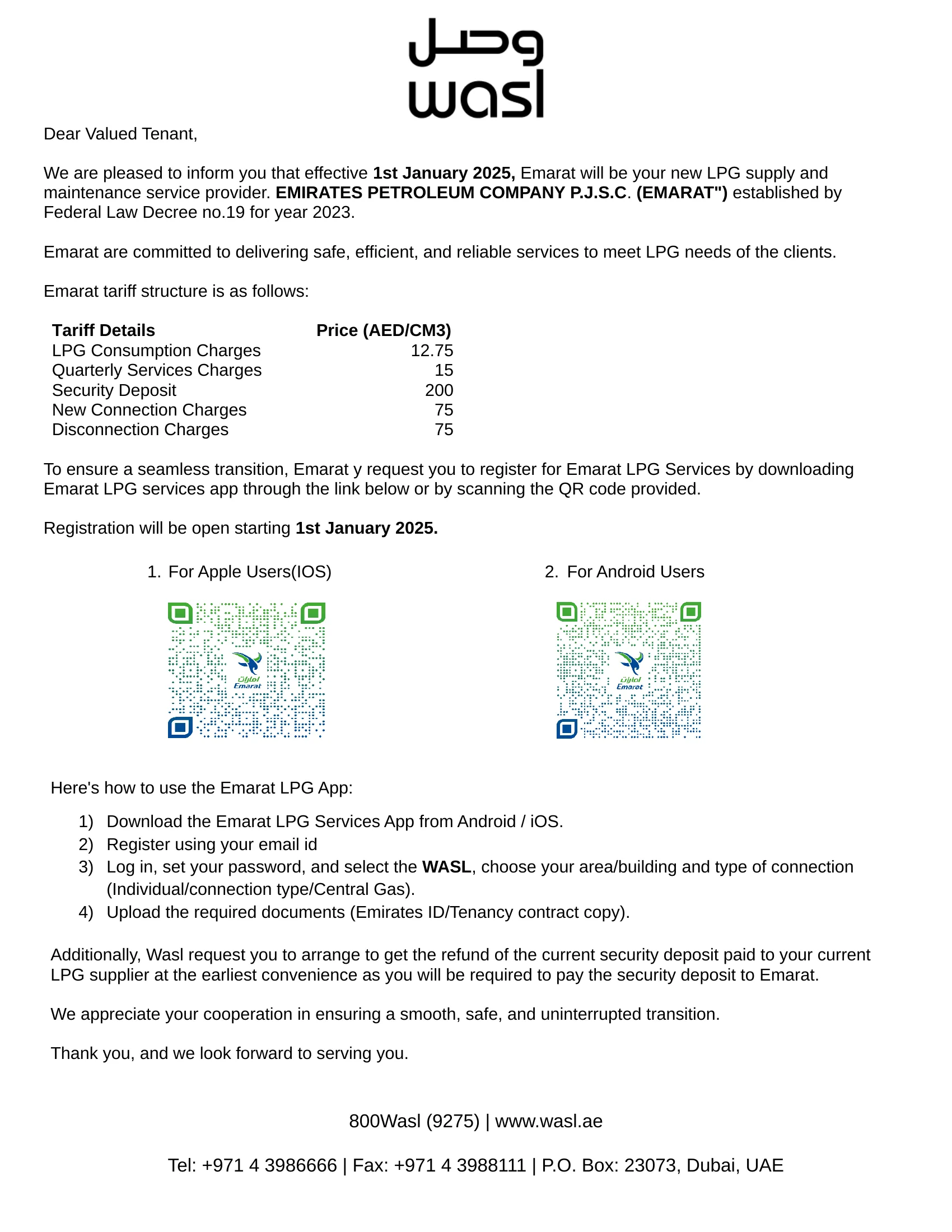 Transition to Emirates General Petroleum Corporation Residential