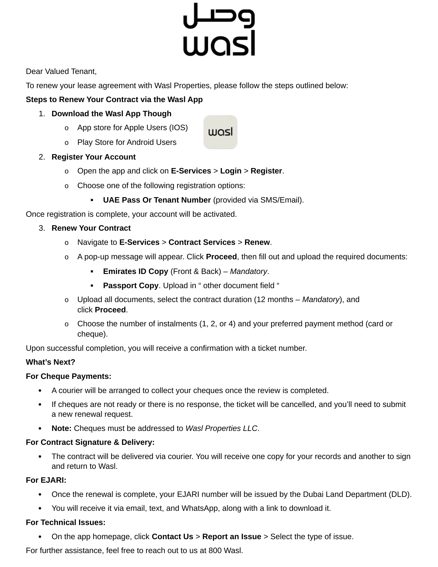Wasl Lease Agreement Renewal Procedures1