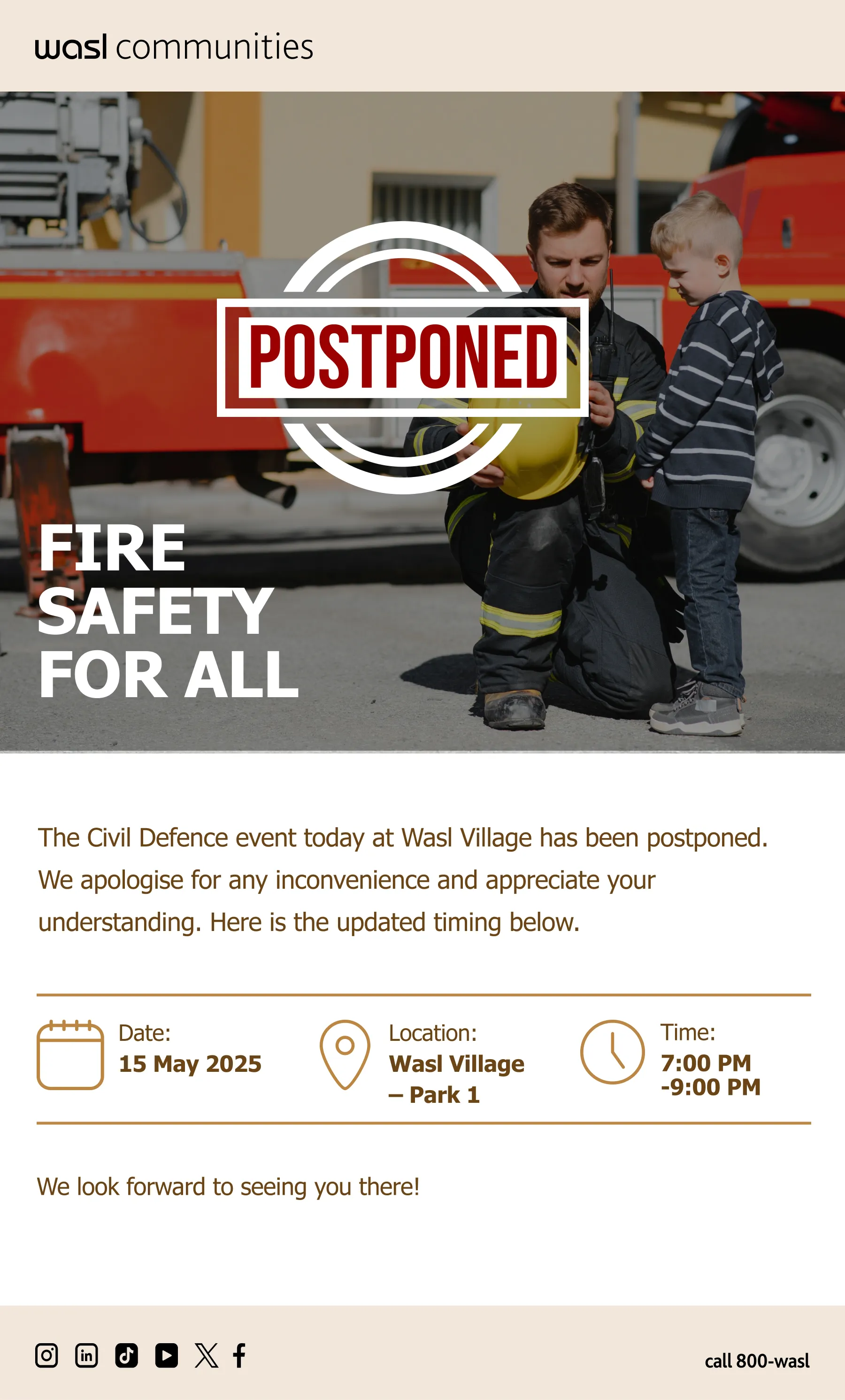 Fire Awareness Session Postponed