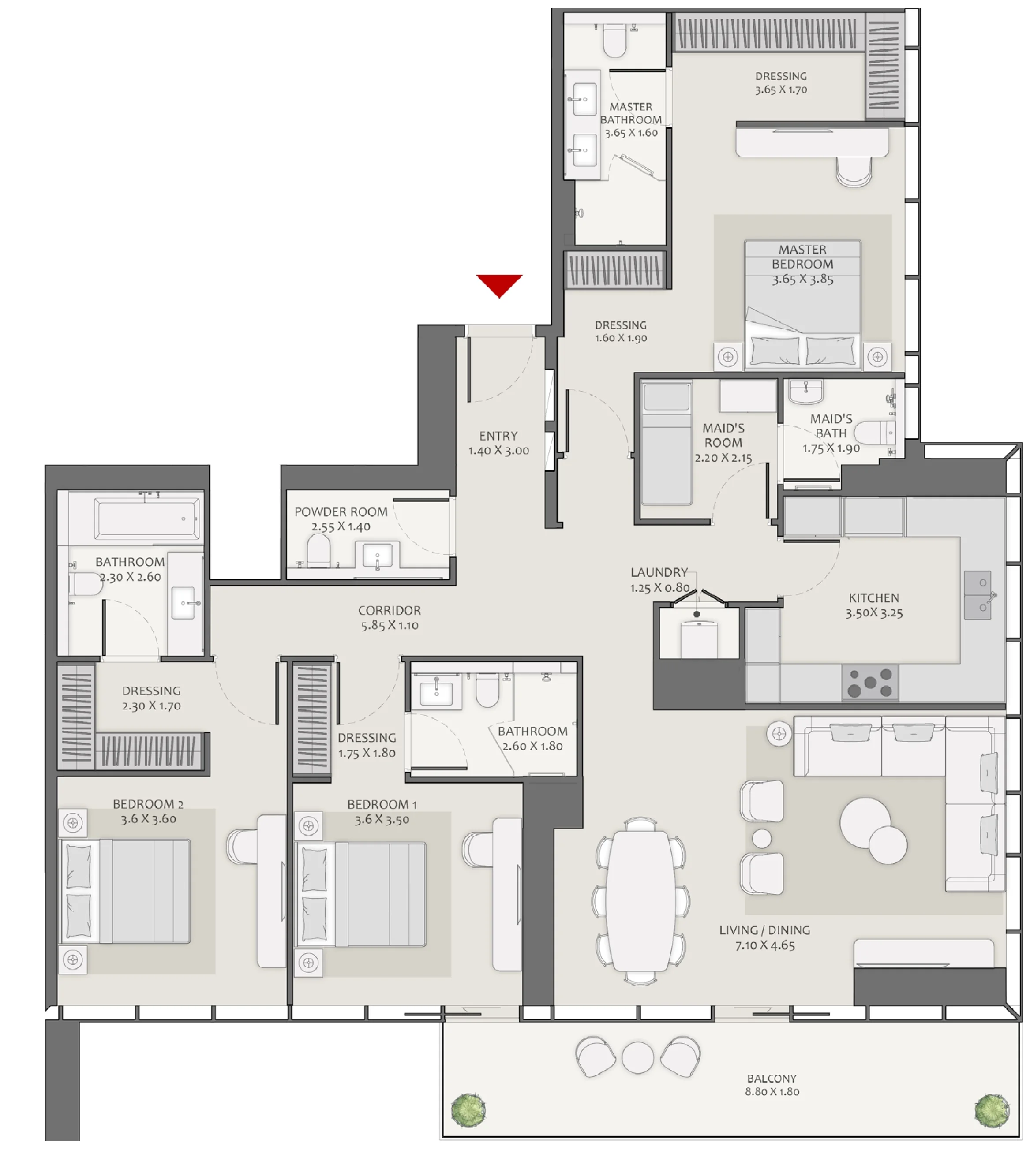 3 Bedroom + Maid